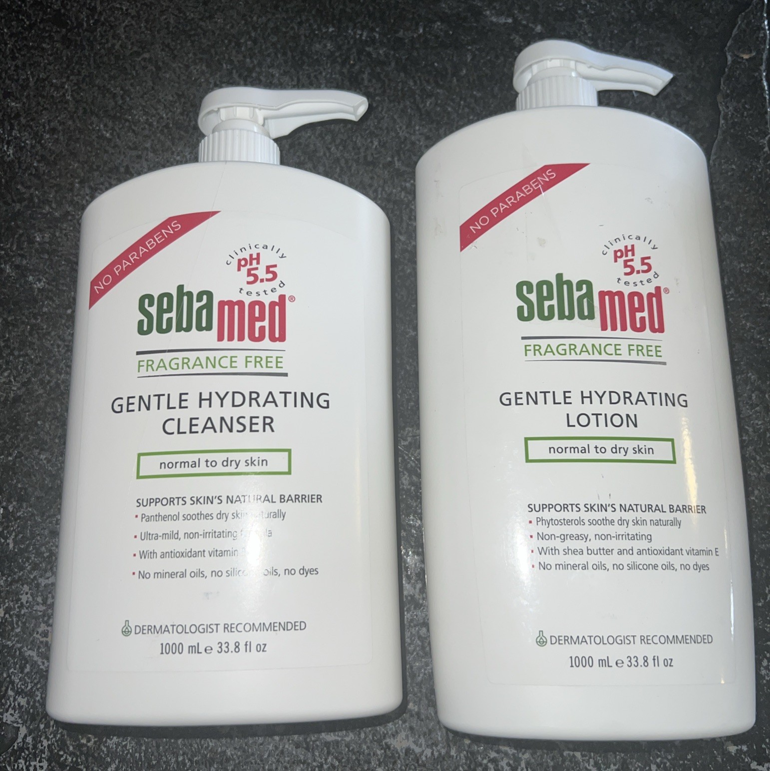 SebaMed Gentle Hydrating Cleanser & Gentle Hydrating Lotion 1 LITER EACH 2 Pack