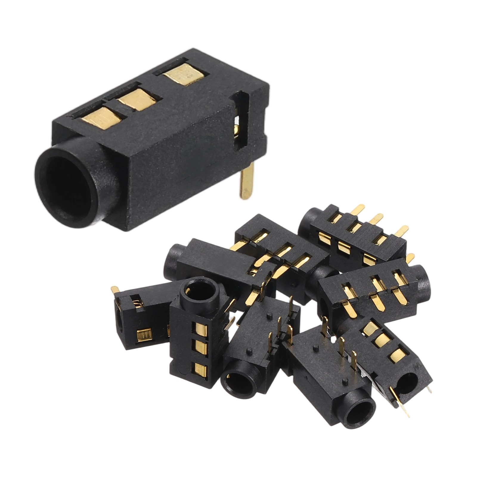 10Pcs Stereo Jack Socket, 1/8" 3.5mm 4 Pin PJ-320A PCB Mount Female,Black