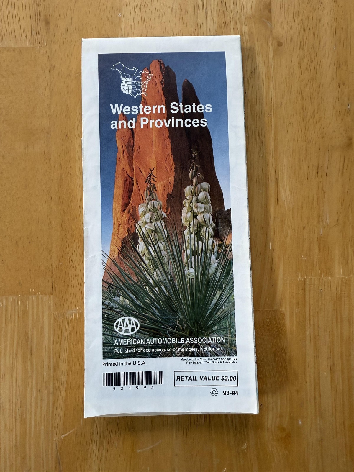 Vintage 1993-94 AAA Western States And Provinces Travel Map Folded USA