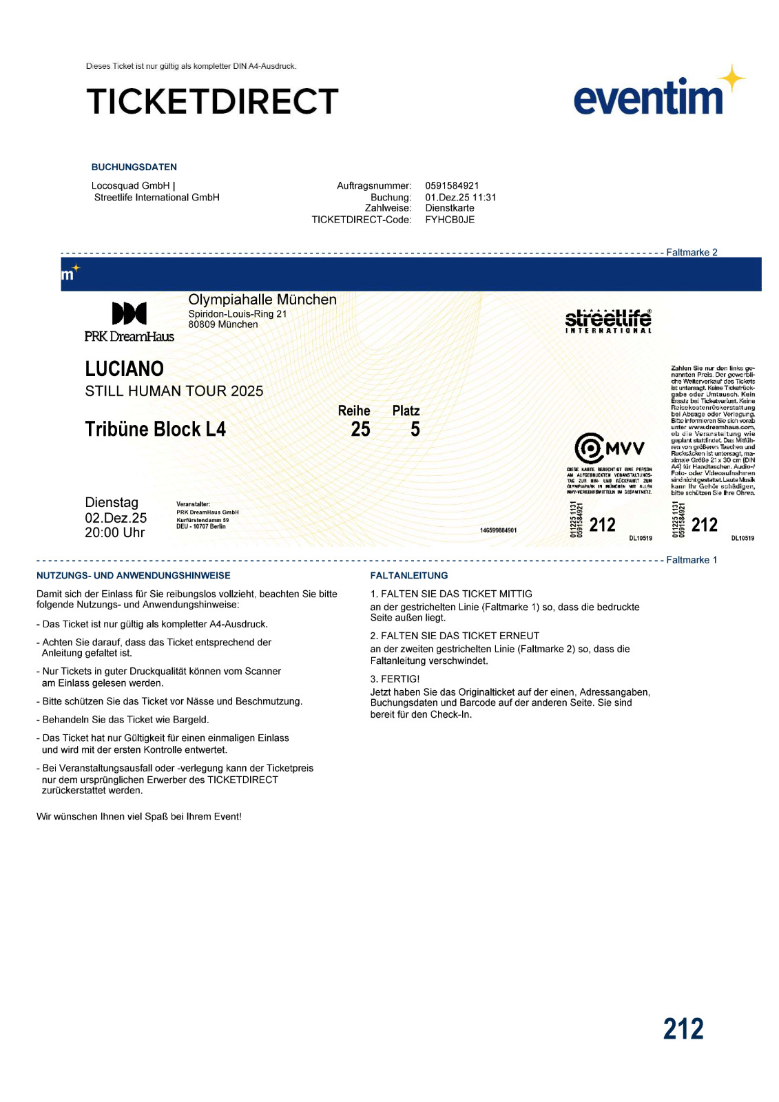 2x LUCIANO tickets - München TODAY