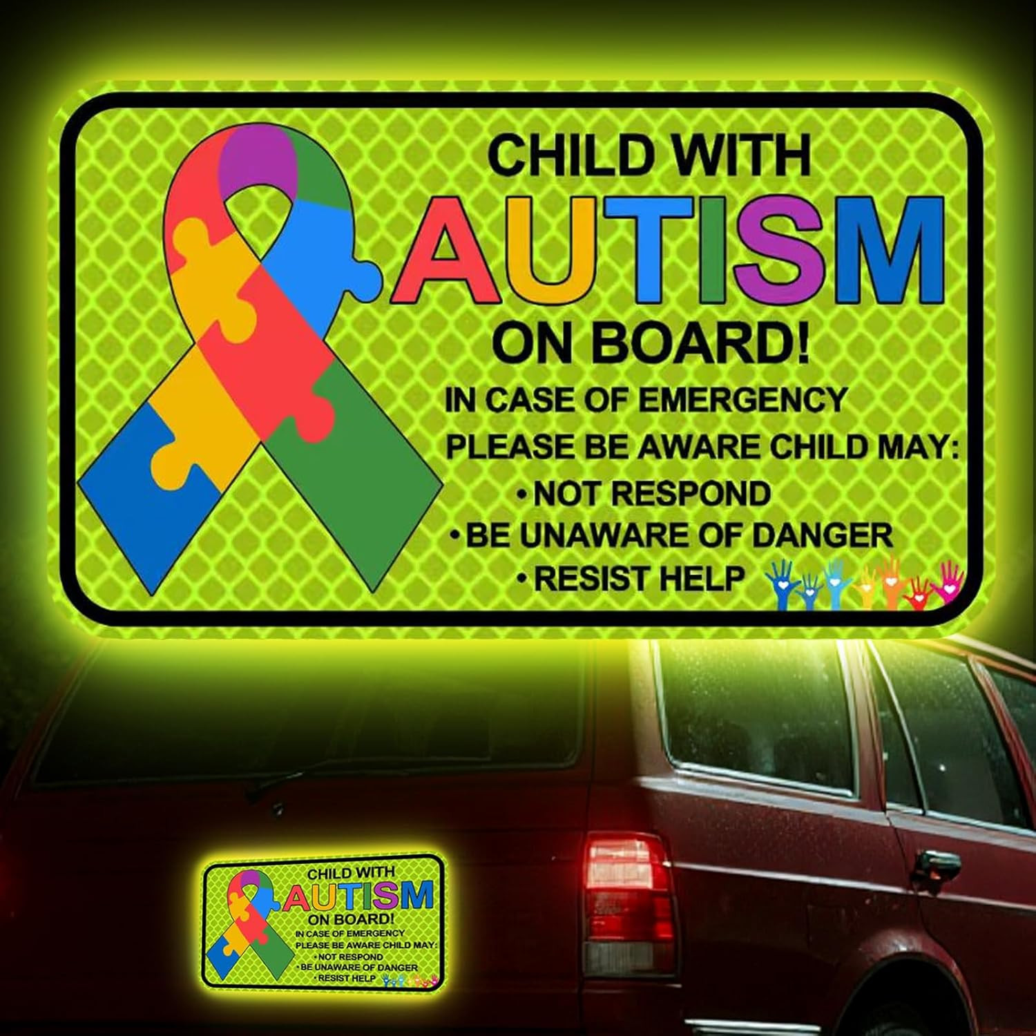 3-Pack Child with Autism on Board Car Magnets- Autism Awareness Accessories for 