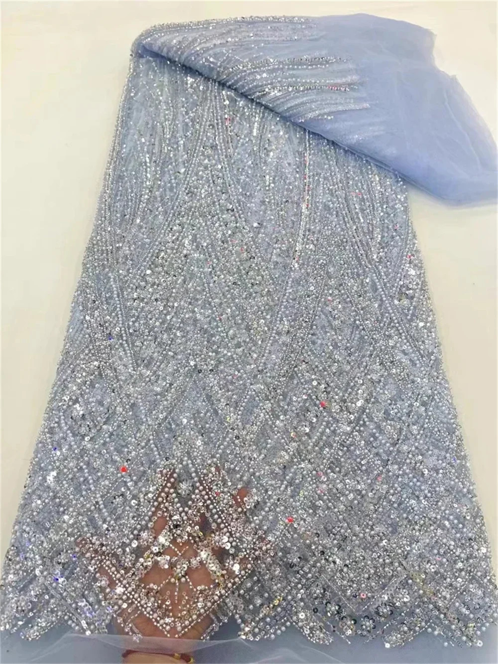 Luxury Exquisite Fashion Fabric Embroidery Net Lace Beads for Making Dress