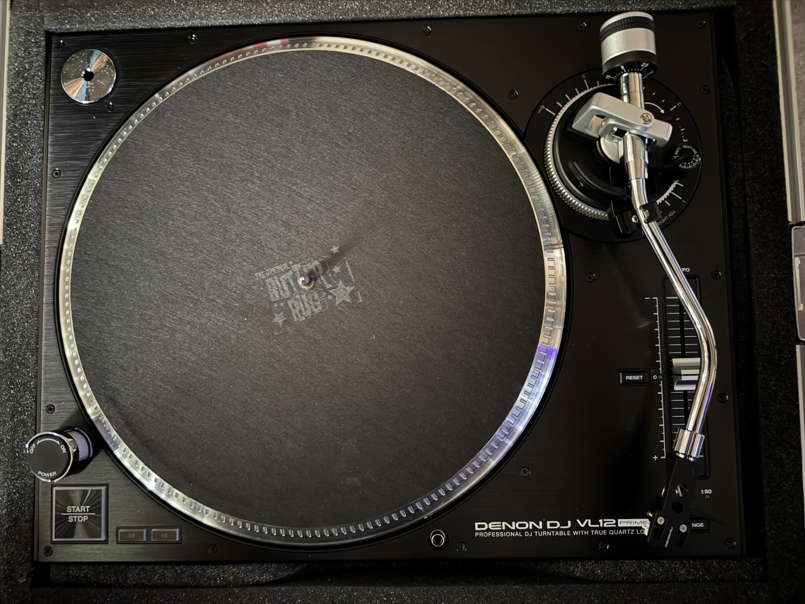 2 Denon DJ VL12 Prime Direct Drive Turntable Black w/Shure M44-7  & OdyCase-Mint