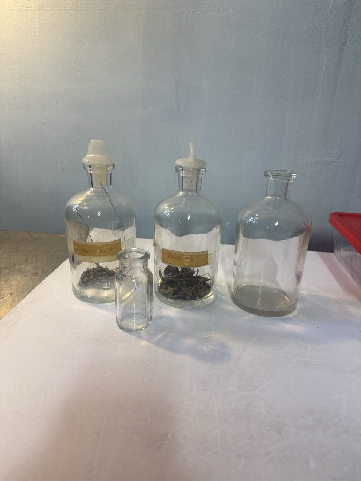 4 Pc Antique Apothecary Medicine Pharmacy Bottle Jar