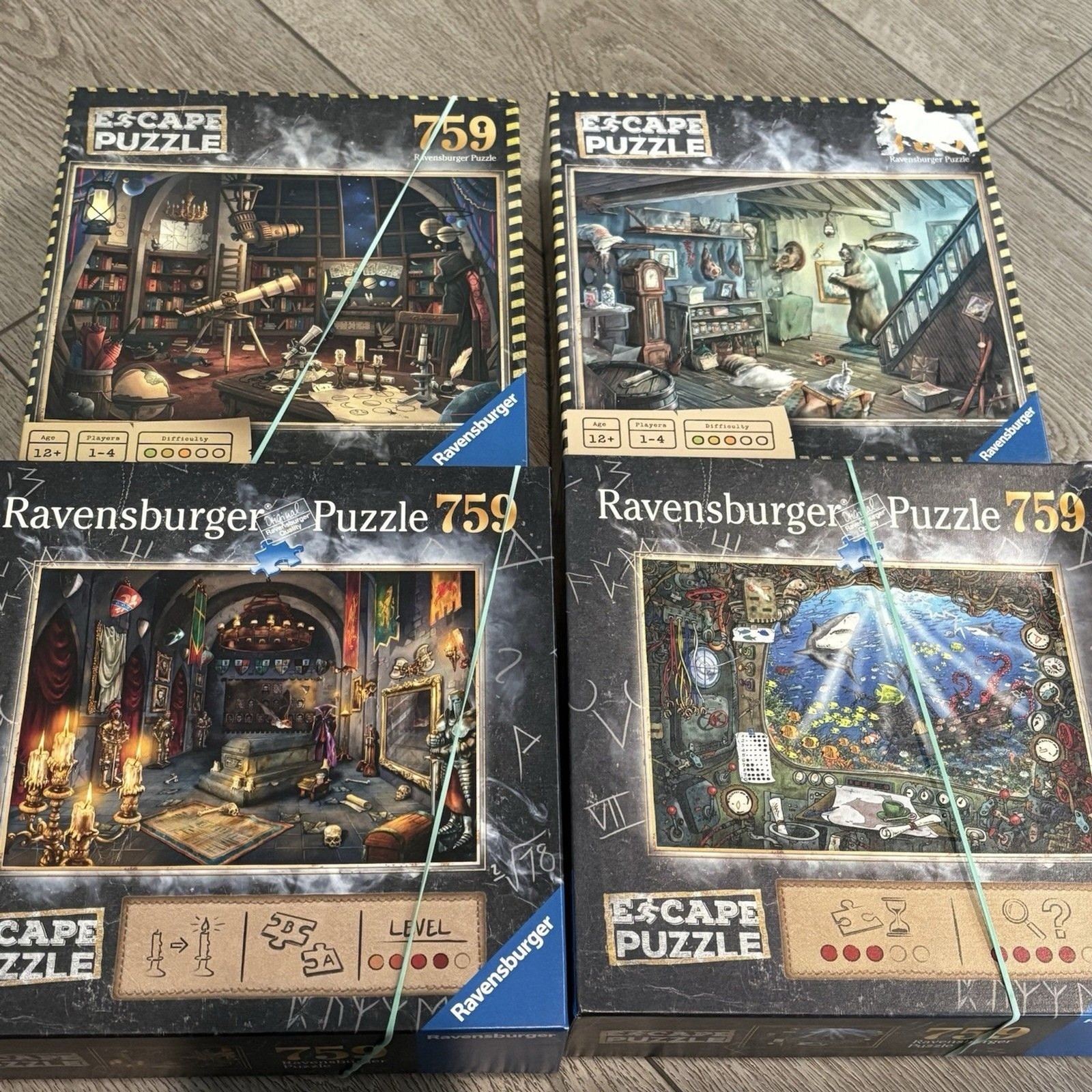 Ravensburger 759 Jigsaw Puzzle Submarine Escape Space Vampire Cabin Lot Of 4