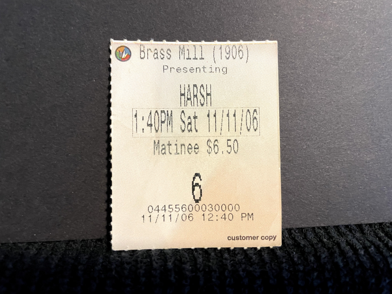 Vintage Movie Ticket Stub Harsh Times