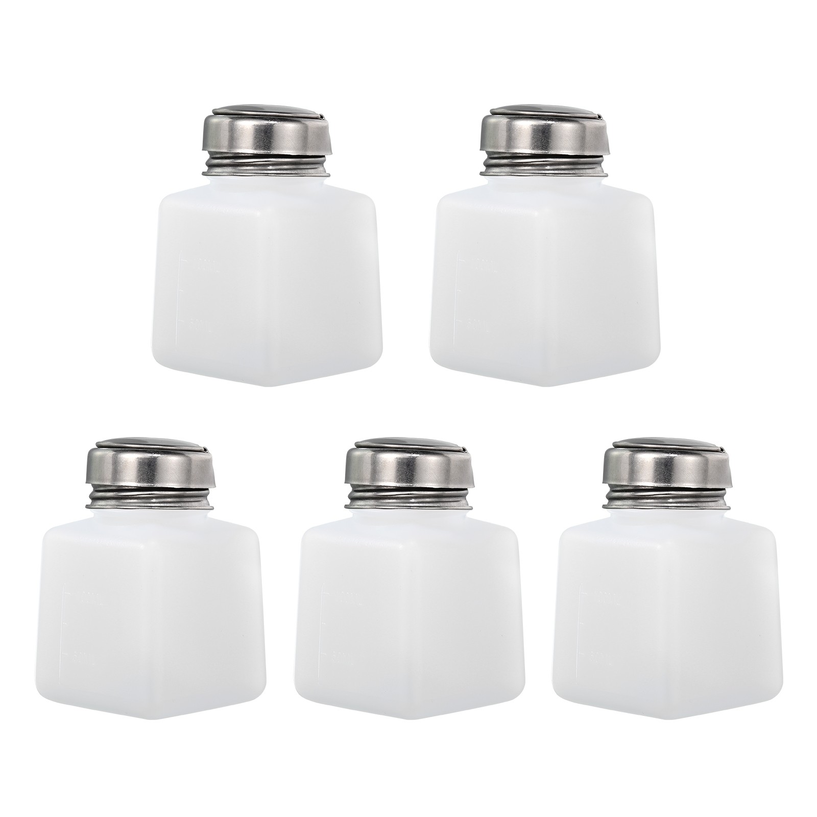 5pcs 3.4 Oz/100ml Alcohol Push Down Pump Dispenser Bottle Press White