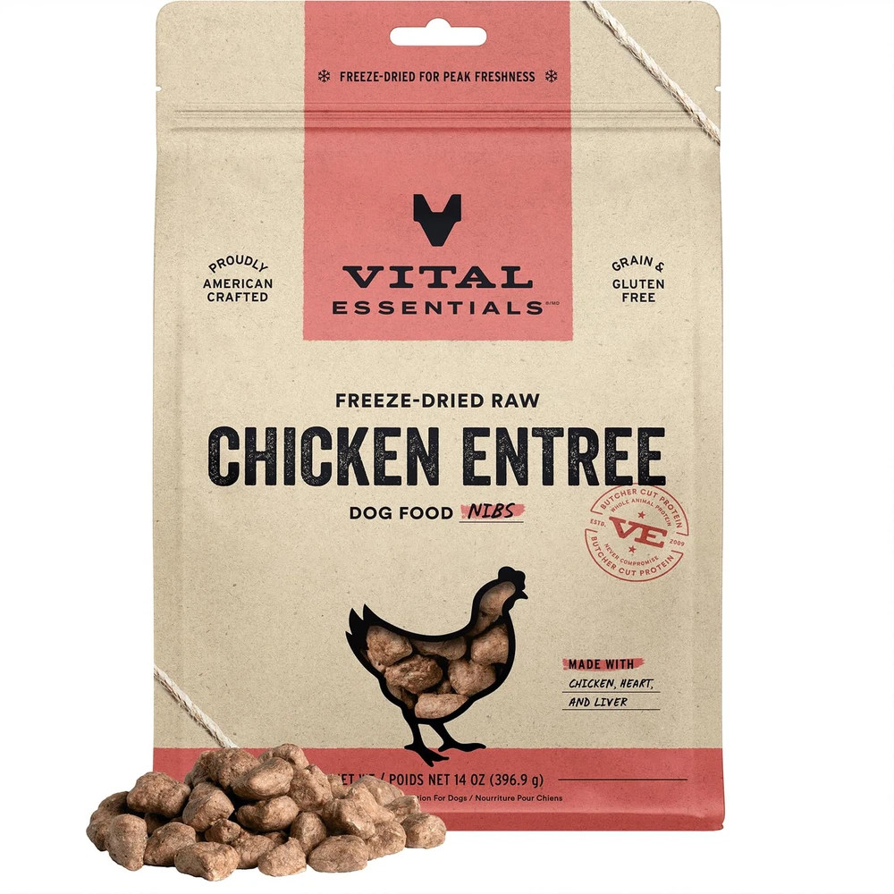 Vital Essentials Freeze Dried Raw Chicken Dog Food 14 Ounce High Protein