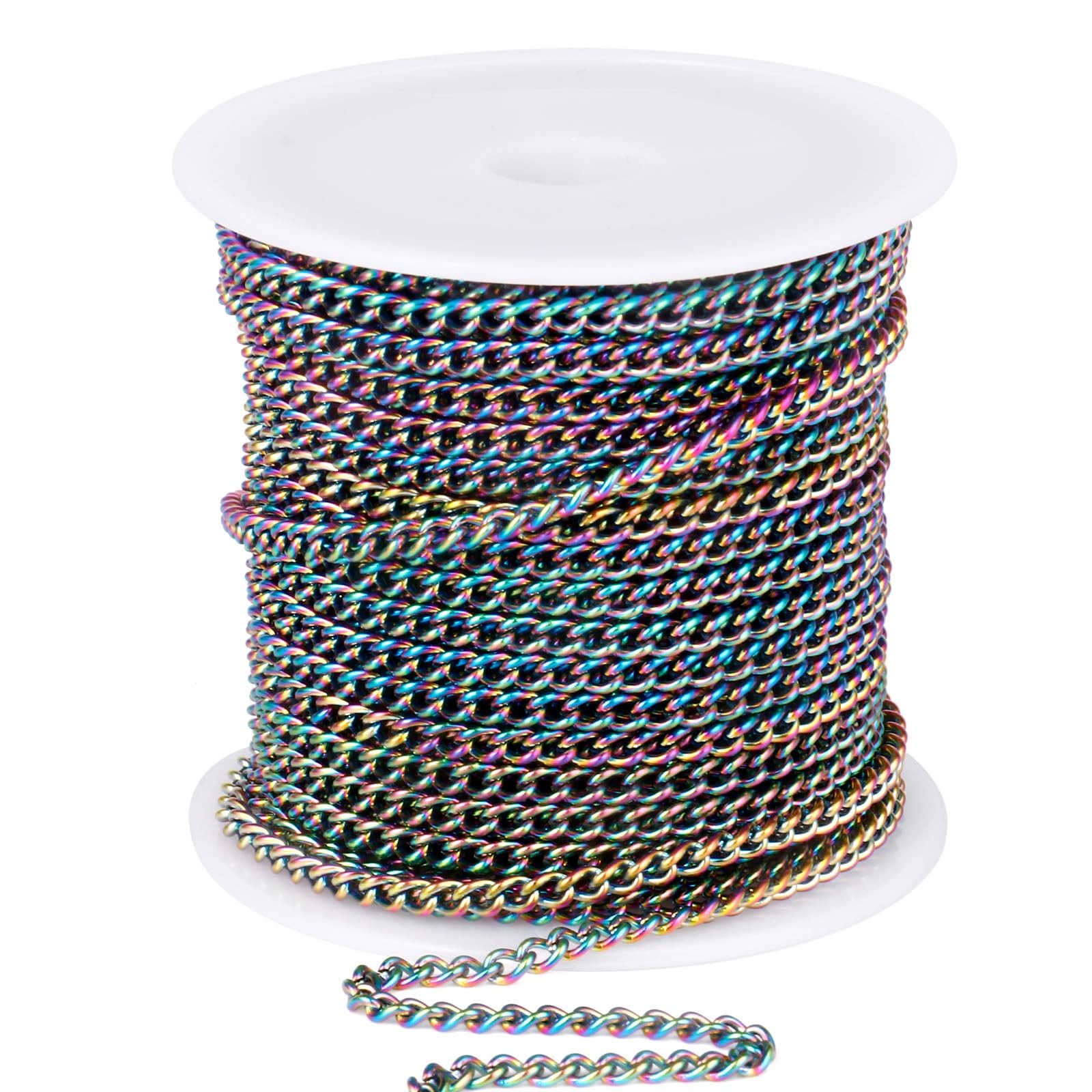 33FT Colorful Stainless Steel Curb Chains Roll, 2mm 304 2.0mm width, 