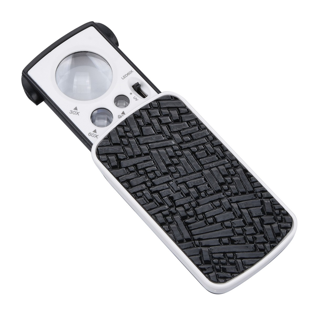 30X 60X 90X Portable Slide LED Light Jewelry Magnifying Glass Magnifier Loupe A