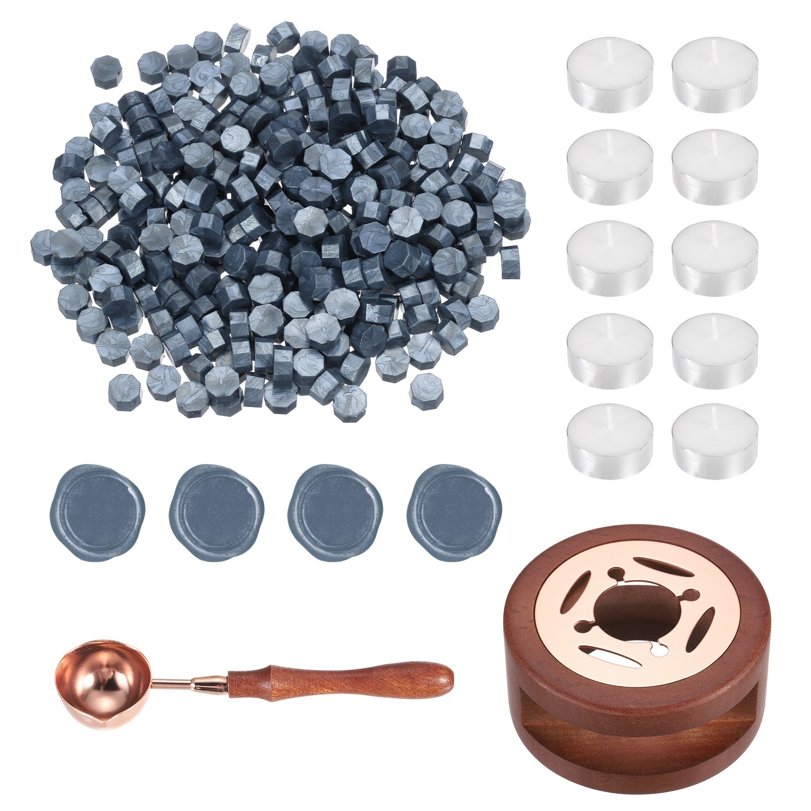 Wax Seal Kit, 300 Wax Beads, Candles, Gray Blue