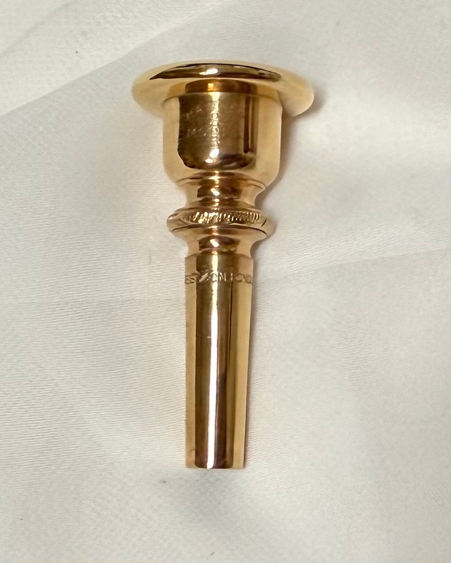 EARLY HAWKES & SONS 2 Cornet mouthpiece GOLD PLATE .630 med deep cup large thr