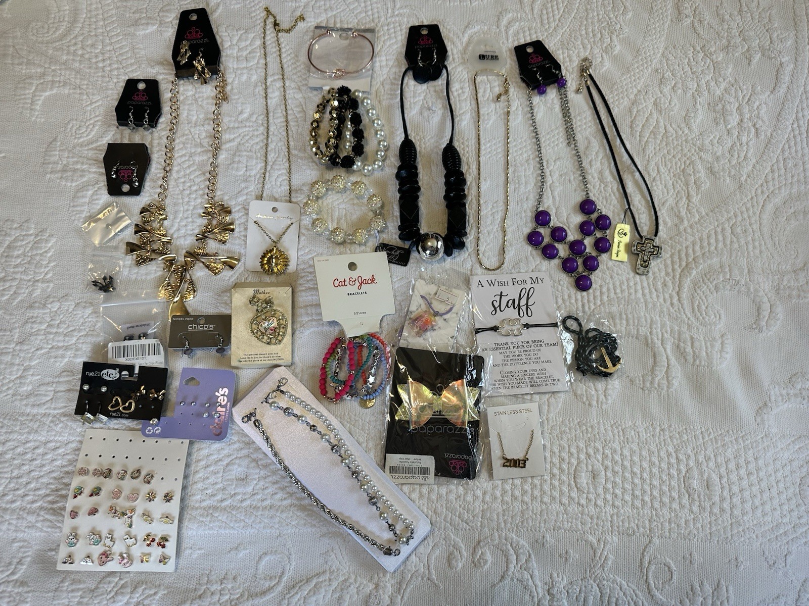 Huge Jewelry Lot New W Tags Paparazzi Chico’s Claire’s Cat & Jack Necklaces Set