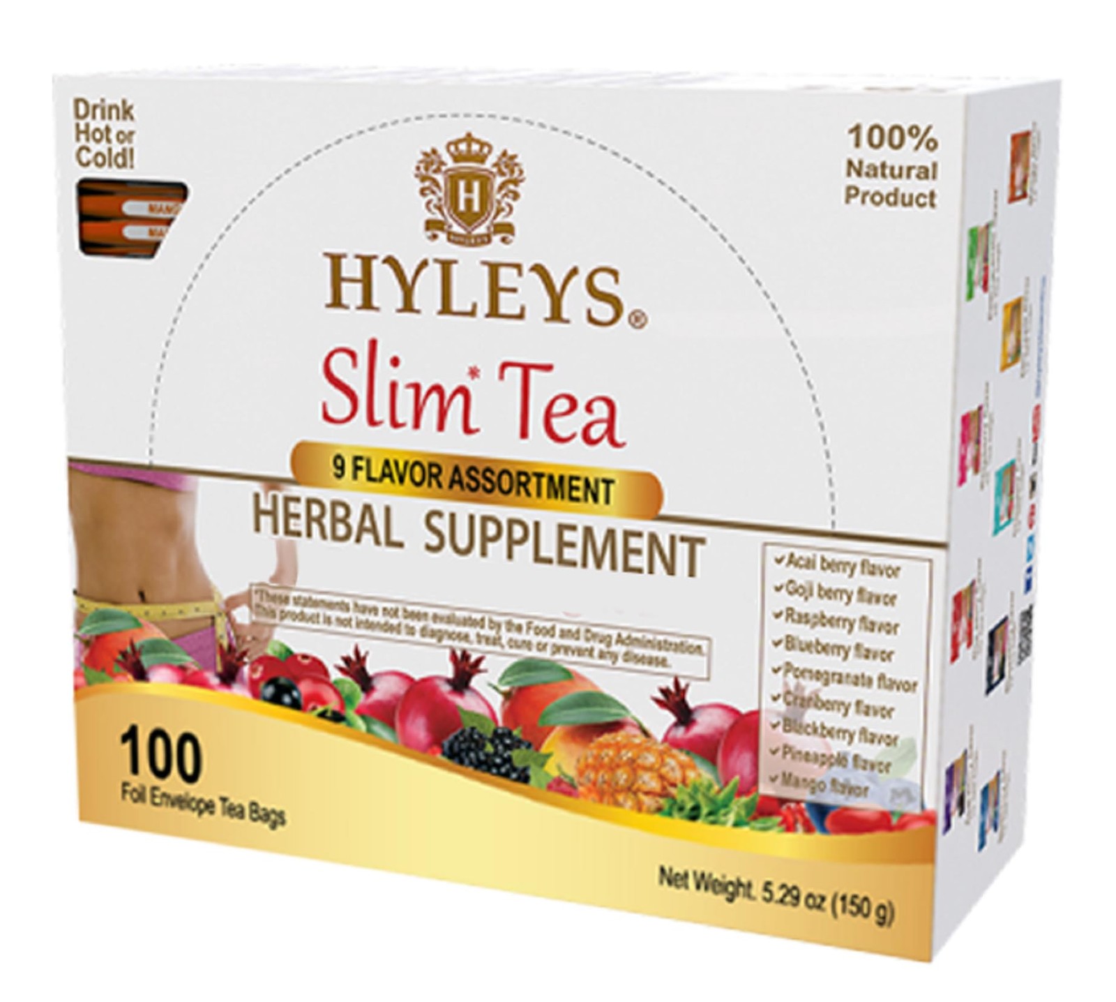 Slim Tea 9 Flavor Assortment 100 Ct - Weight Loss Cleanse and Detox - 100 Tea...