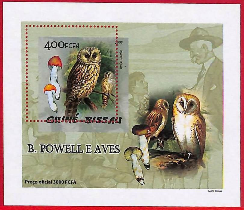 A5248 - GUINE-BISSAU - ERROR MISPERF Stamp Sheet - 2005   Owls SCOUTS  Mushrooms