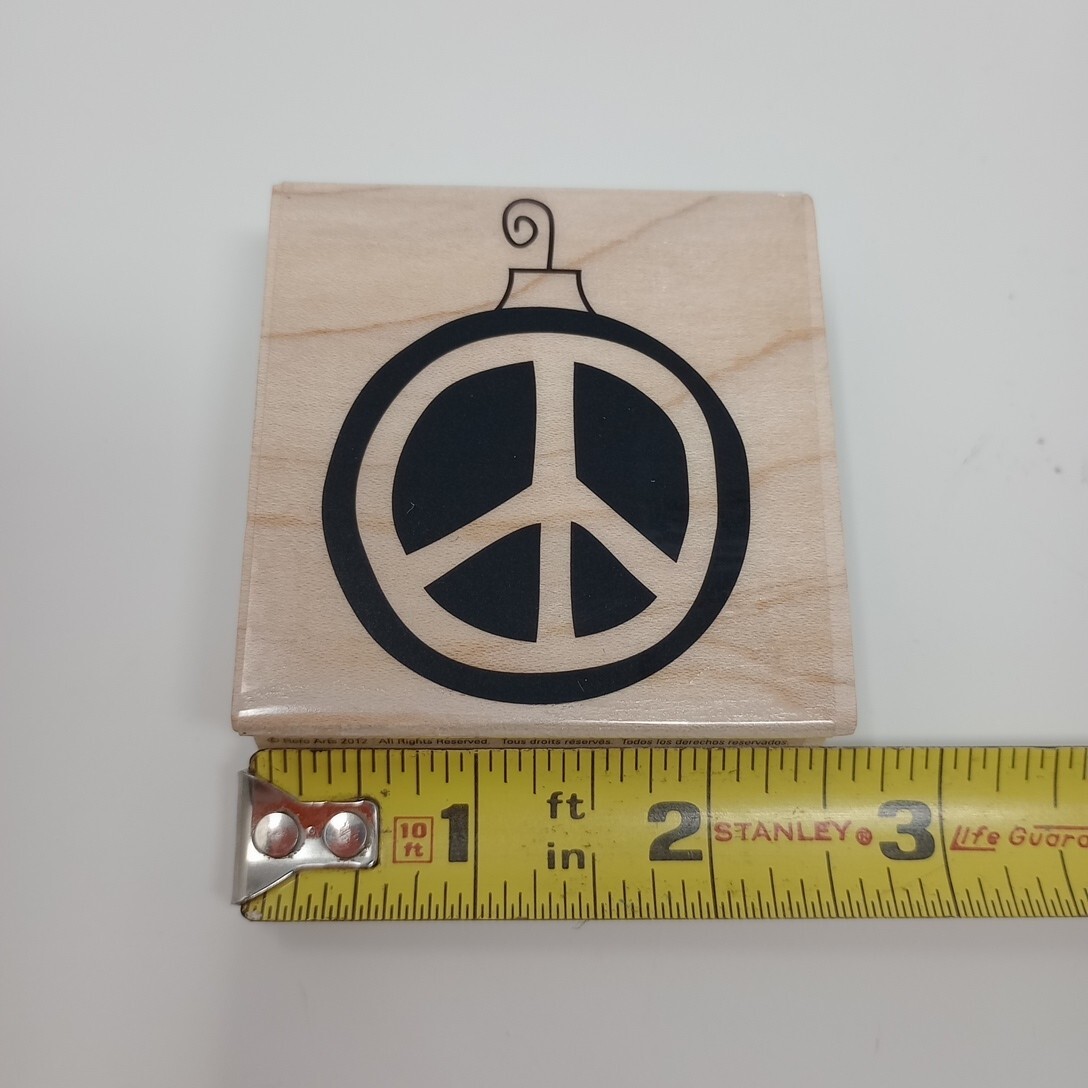 Hero Arts Crafts Peace Sign Christmas Ornament F5536 Wood Mounted Rubber Stamp