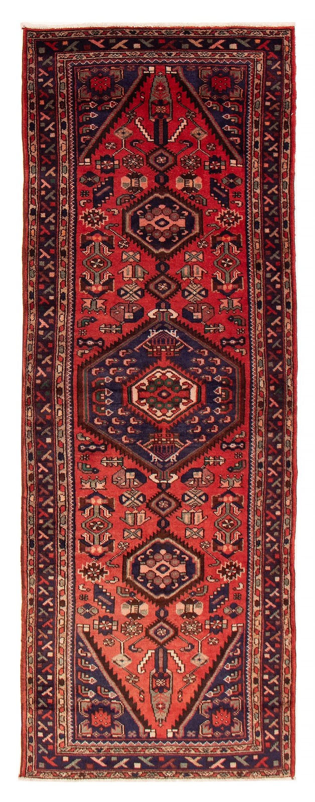 Vintage Hand-knotted Runner Rug 3'2" x 9'5" Traditional Oriental Wool Carpet