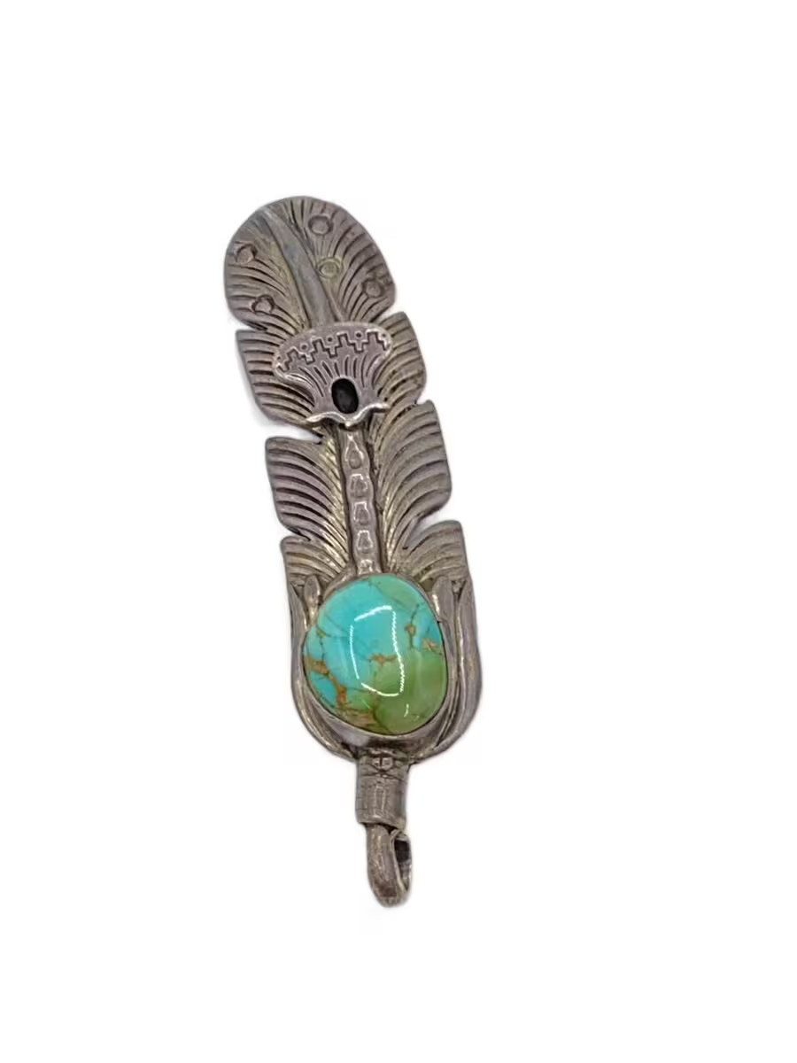 Pendant Top Slv Mens Turquoise Ho Feather M1t95