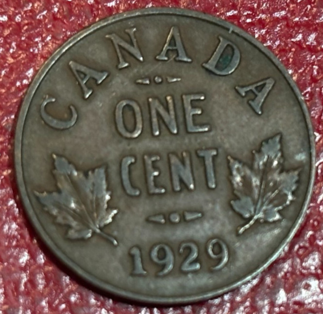 VG/FINE 1929 CANADA SMALL ONE 1 CENT COIN-FEB131