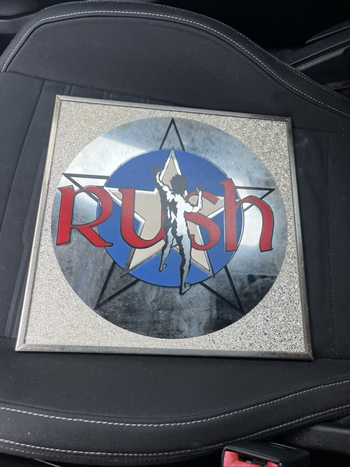 1980s Rush Band Glass Mirror Frame