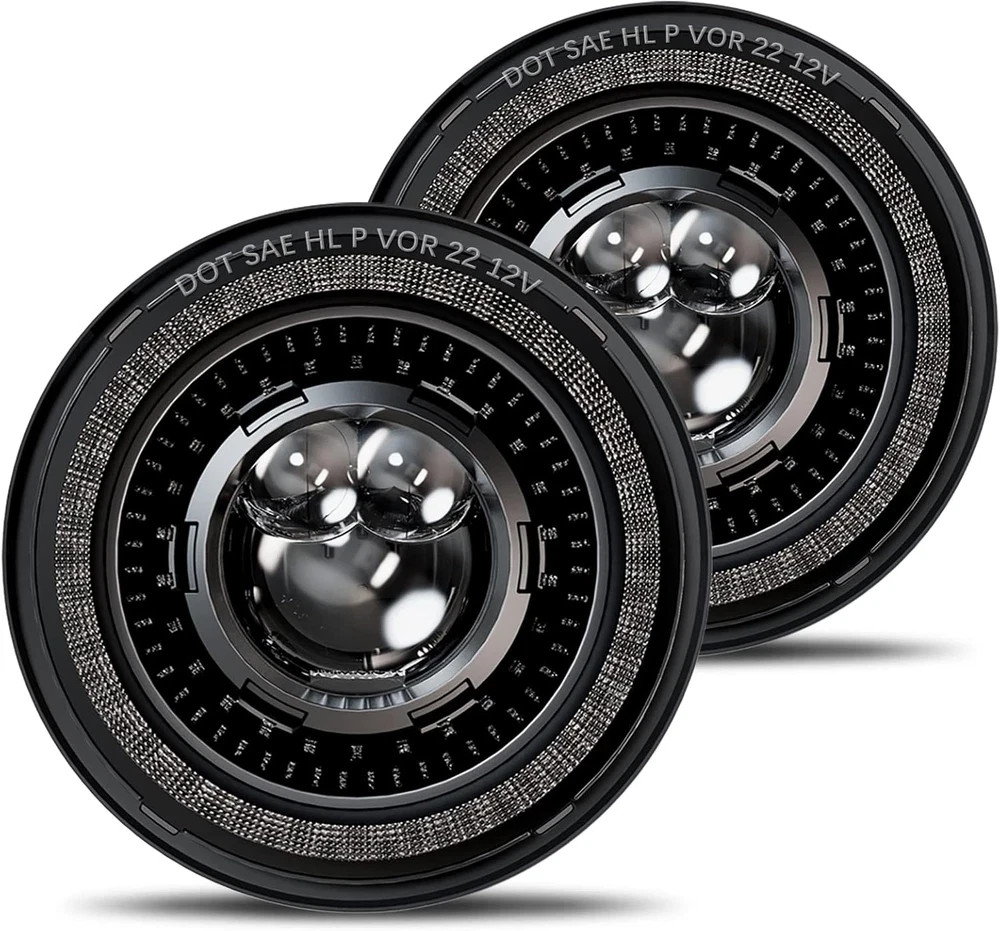 New 1000% Bright Anti-Glare 7 Inch Led Headlights round Compatible with Jeep Wra