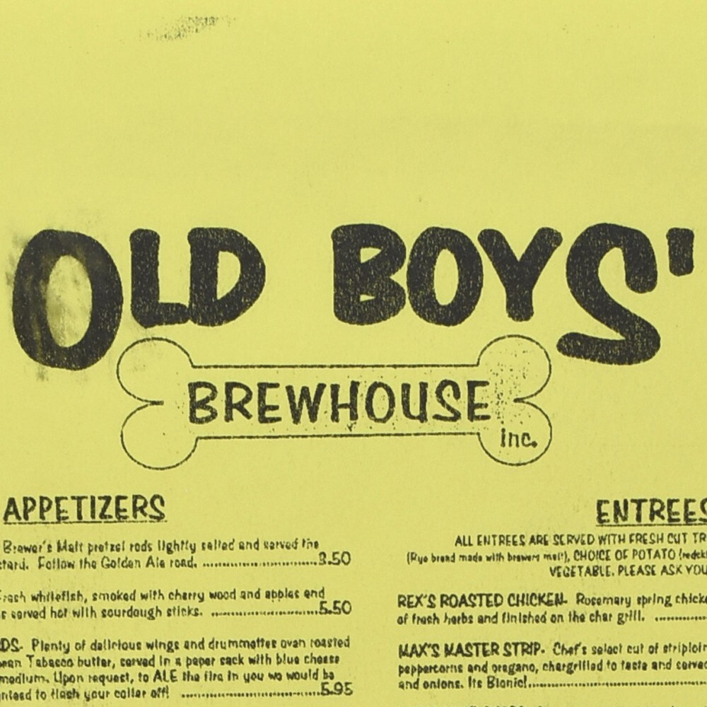 2000s Old Boys' Brewhouse Restaurant Menu 971 W Savidge St Spring Lake Michigan