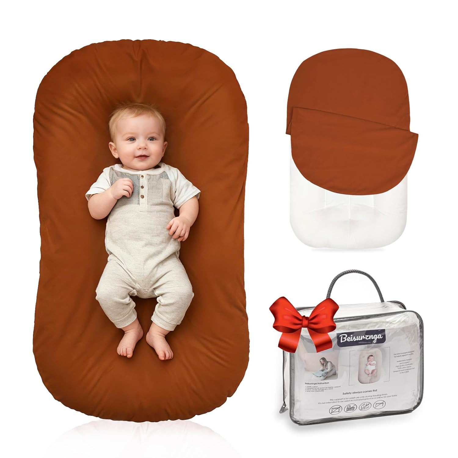 Baby Lounger for Newborn - Snuggle Cozy Me Lounger | Breathable Soft Cotton, 0-2