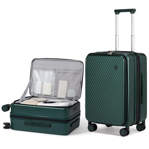  20 Inch Expandable Carry On Luggage PC Hard Shell 20-inch Blackish Green