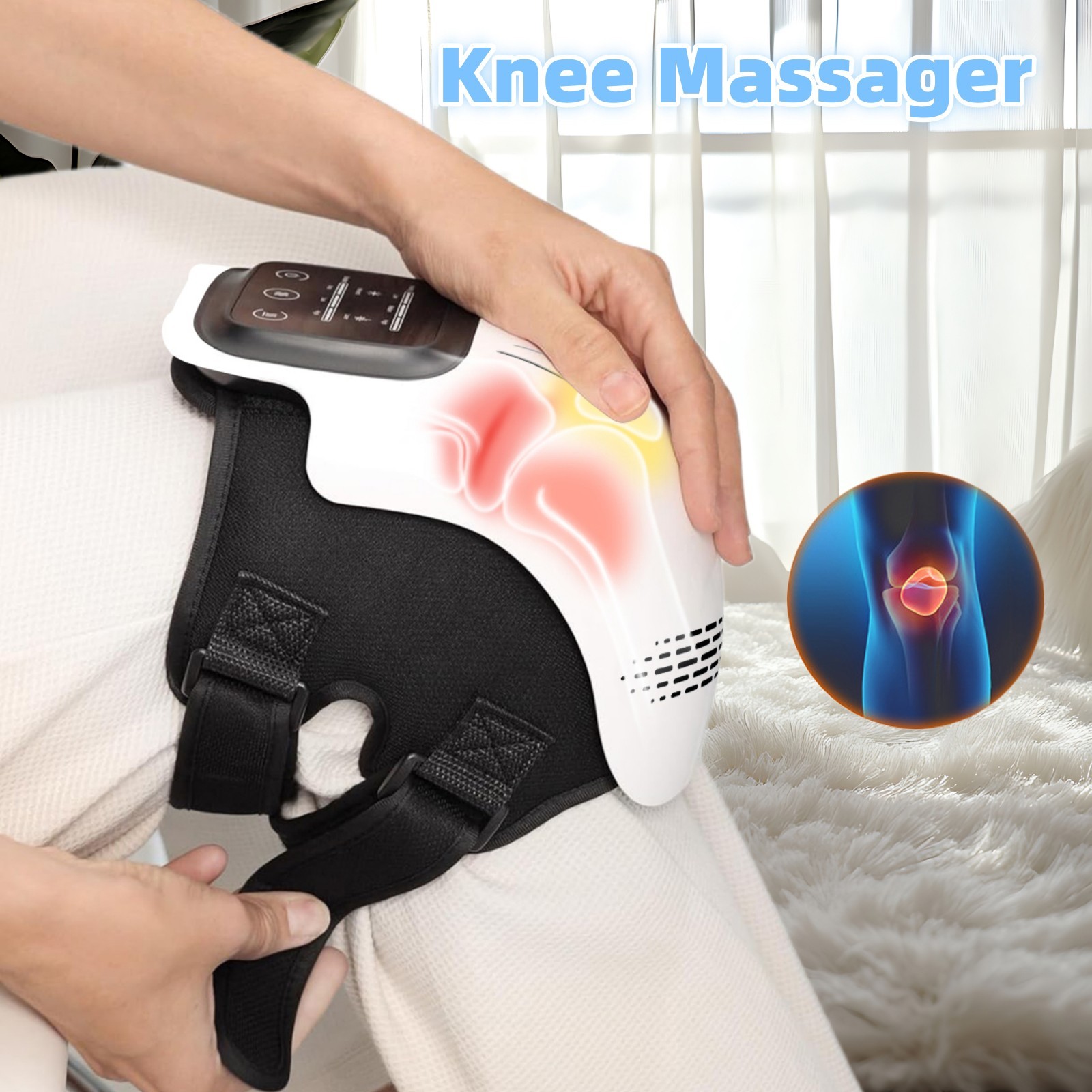Heated Knee Massager Infrared Vibration Pain Relief Therapy Knee Support