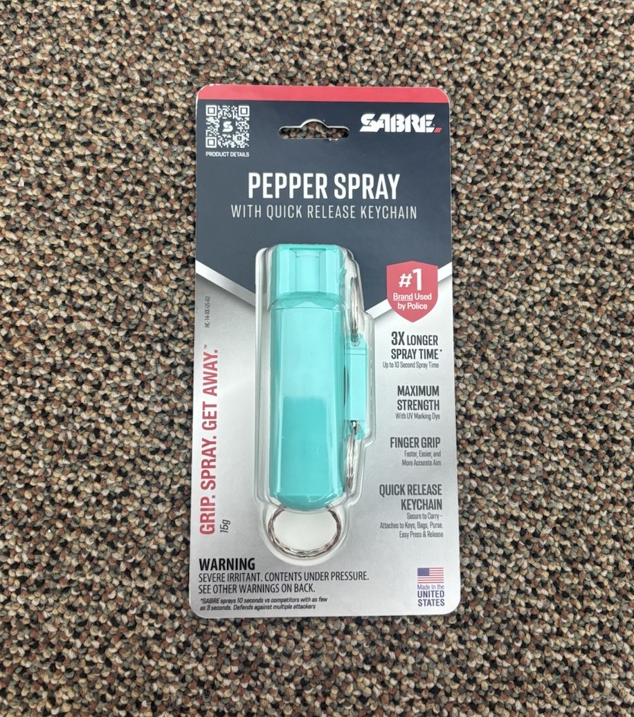 Sabre Pepper Spray Self Defense Teal Blue MAXIMUM STRENGTH W/UV DYE W/Key Ring