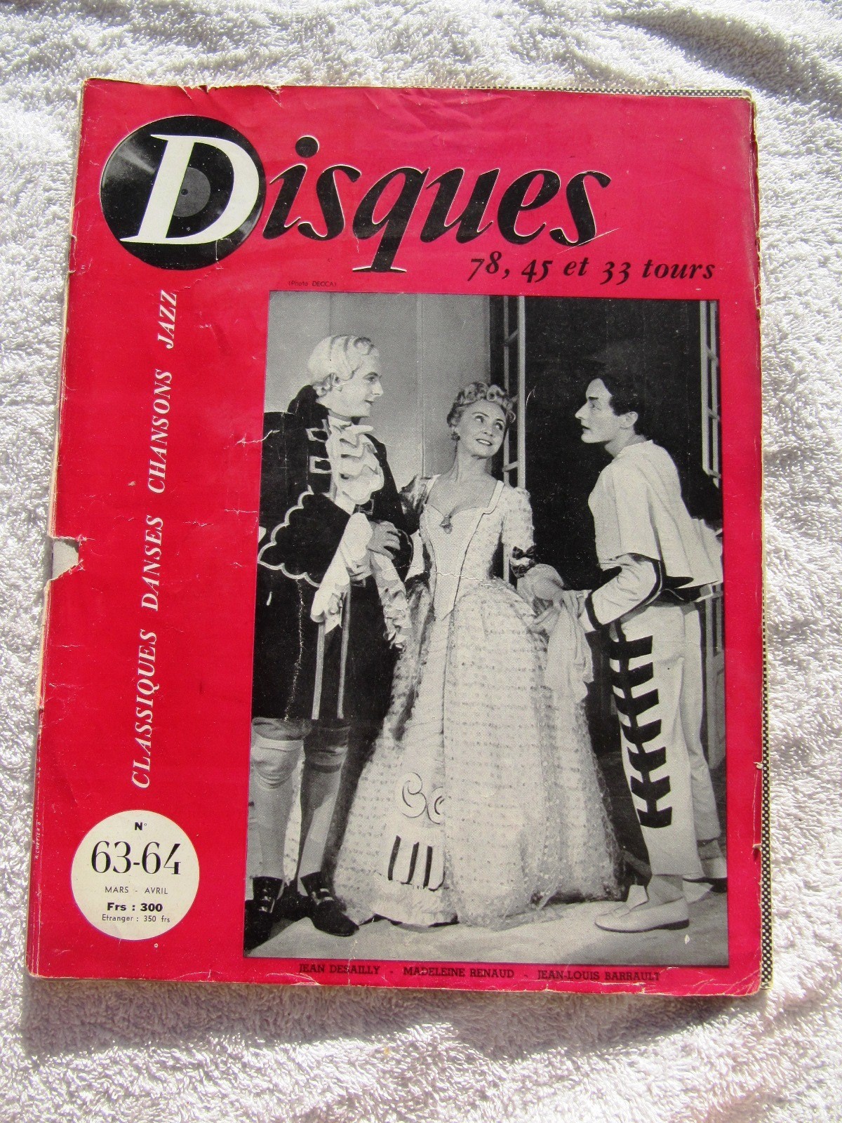 Jean Louis Barrault French 1954 REVUE DISQUES Record Magazine 78-33 Classical