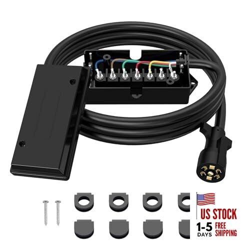  7 Pin Trailer Wiring Harness with 7 Gang Junction Box - 8FT, Heavy Duty 7 Way 