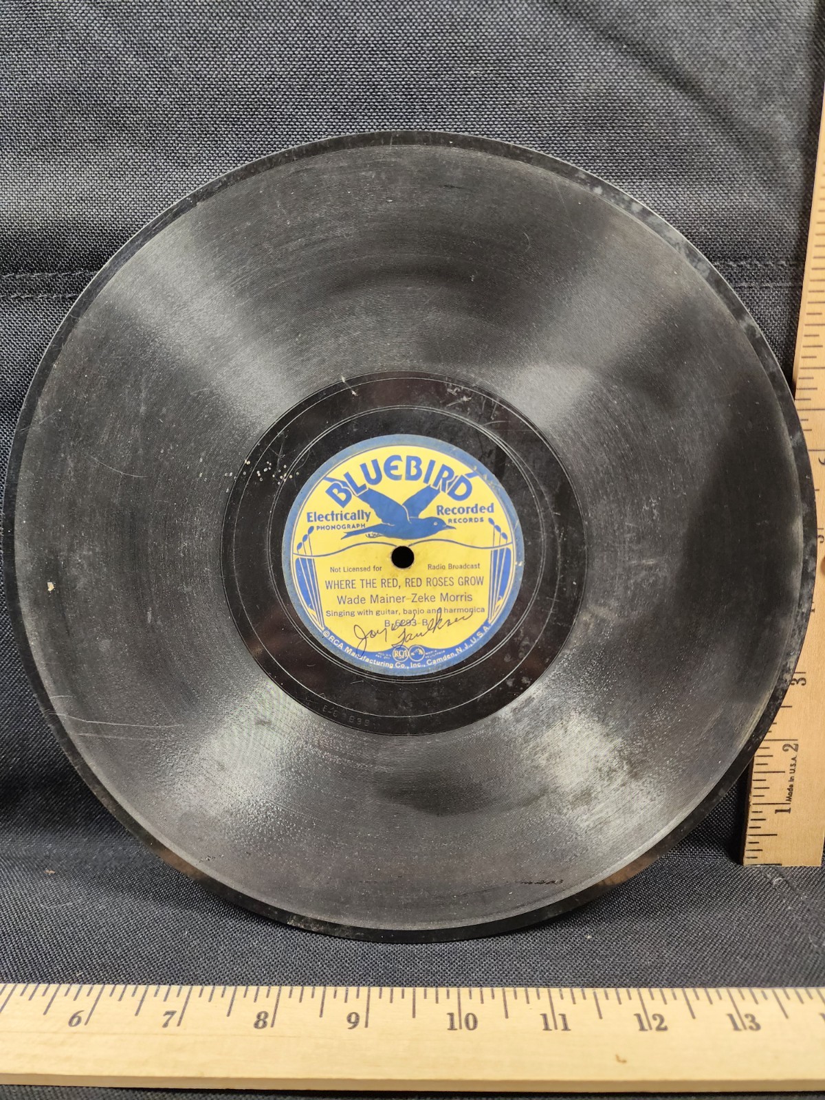 Antique 78 Record Shellac Bluebird Mainer/Morris Where The Red Red Roses Grow