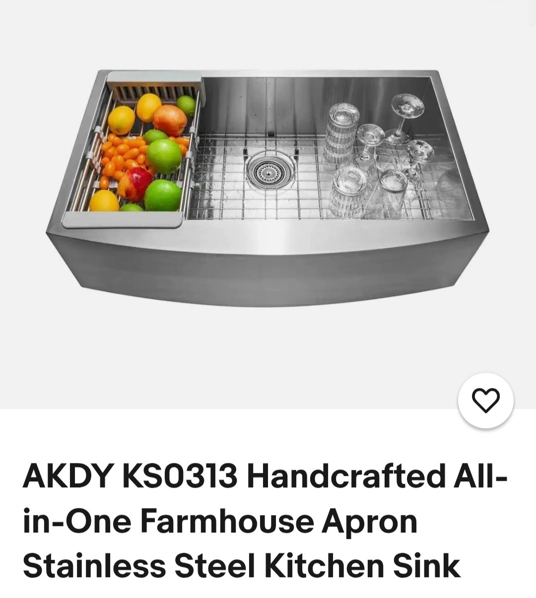 AKDY KS0313 33" Stainless Steel Farmhouse Apron Sink Single Bowl, Grid Included