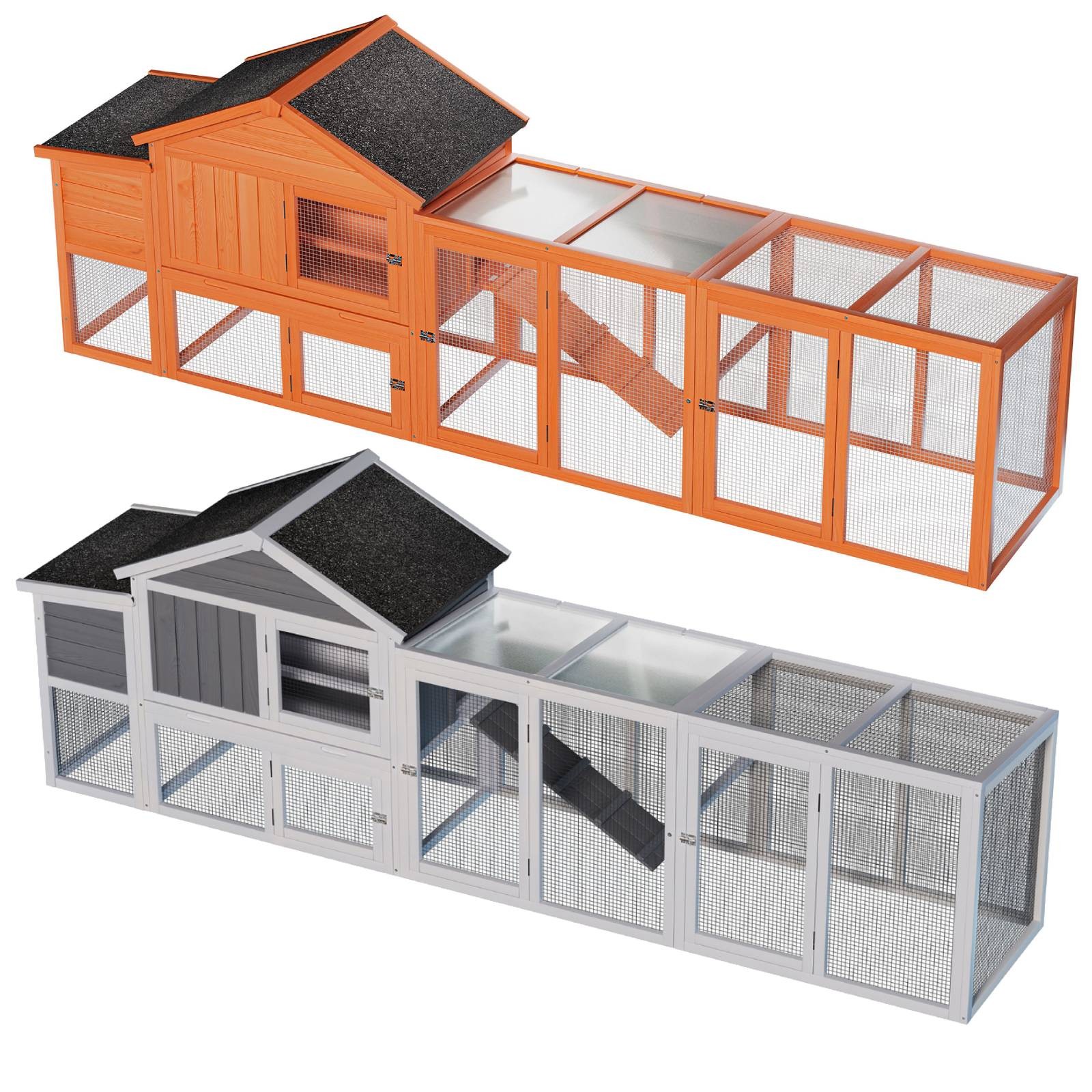 113" Large Wooden Chicken Coop Outdoor Hen House with Run Nesting Box Hen House