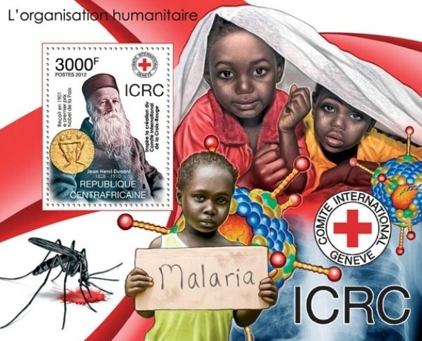 Central Africa 2012 MNH MS, Malaria, Medicine, Red Cross, Henry Dunant