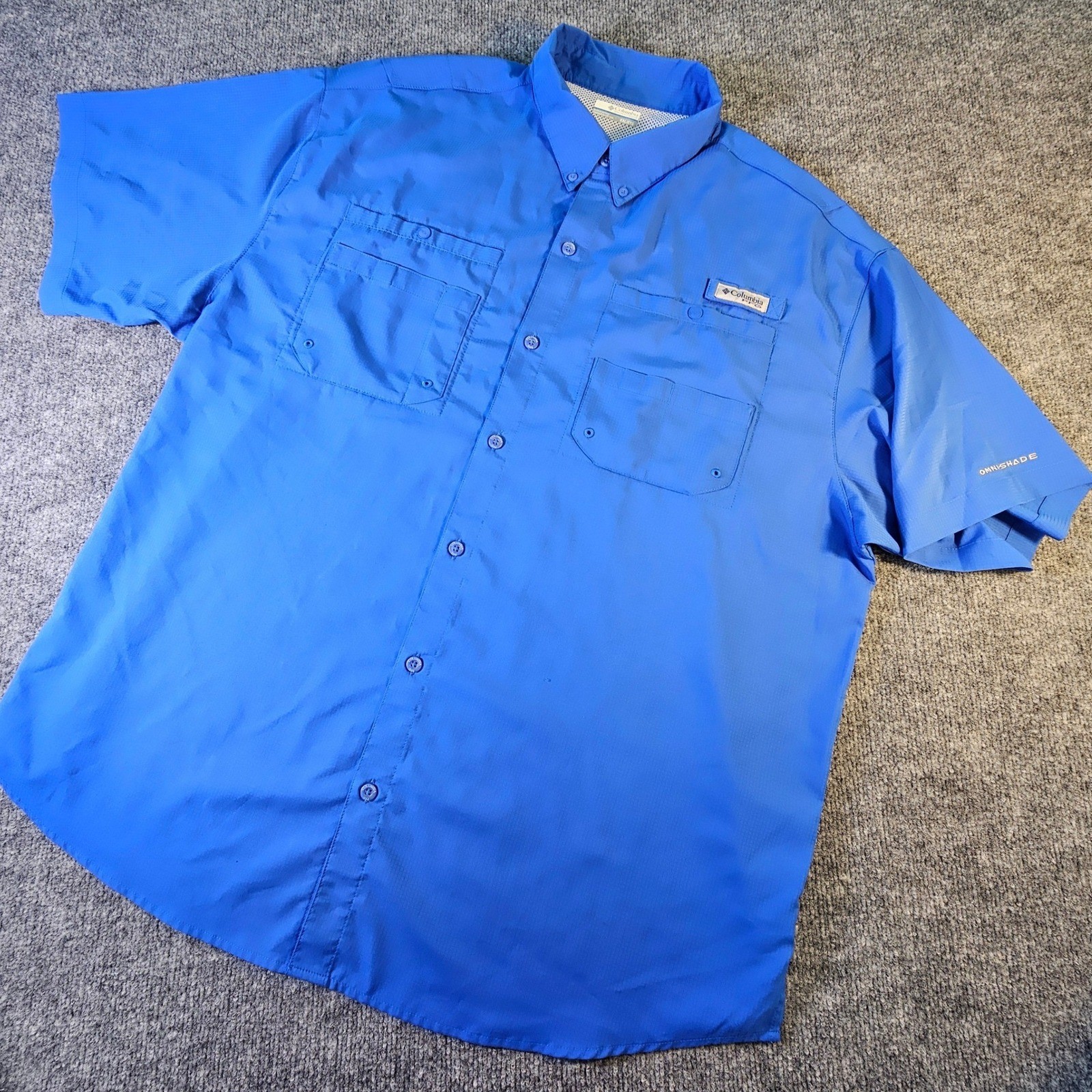 Columbia PFG Tamiami Shirt Men's XXL Vivid Blue Omni-Shade Fishing UPF 40 S/S