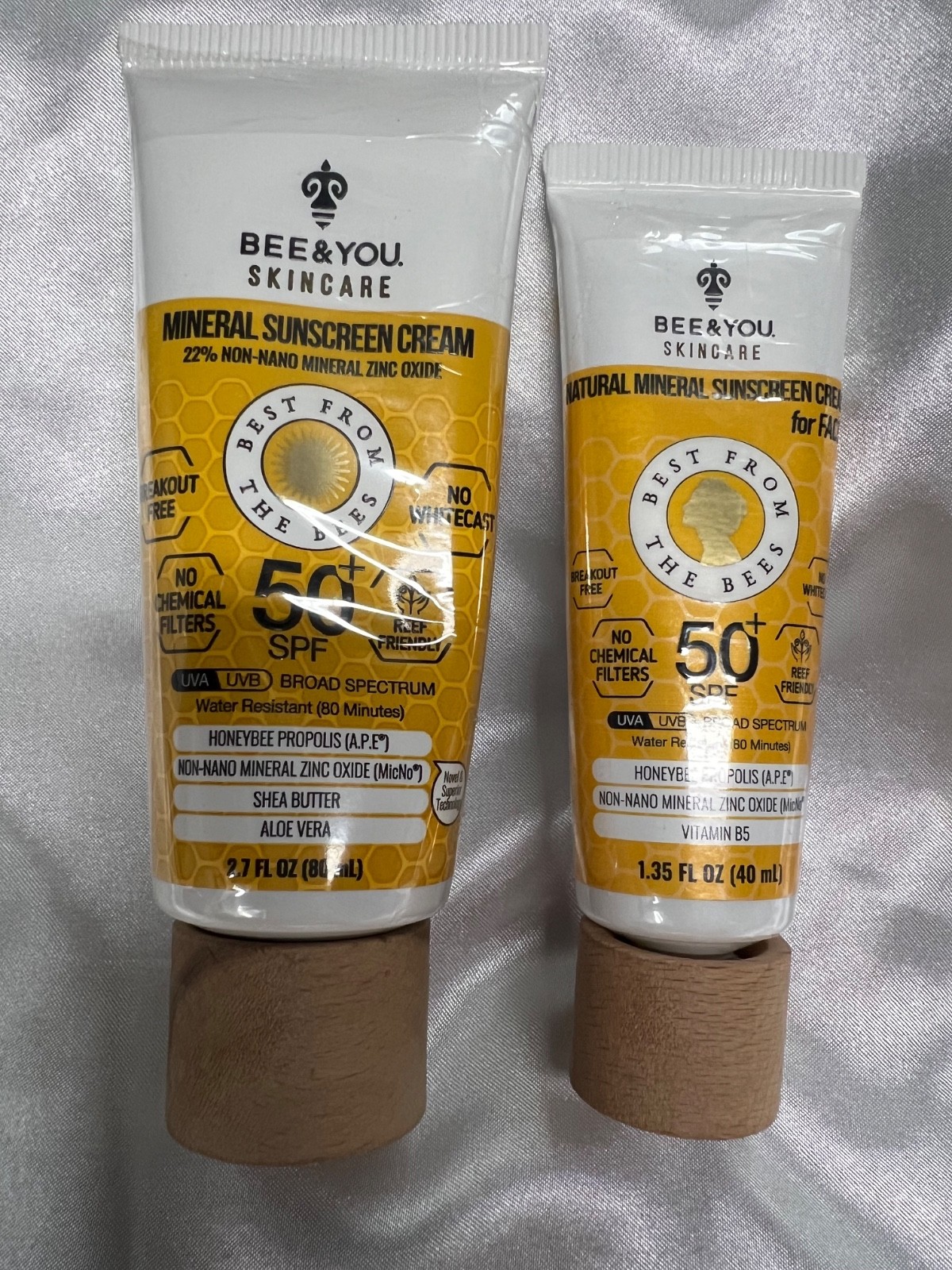 Bee & You SPF 50 Face 1.35oz & Body 2.7oz Mineral Zinc Oxide Propolis Sunscreen