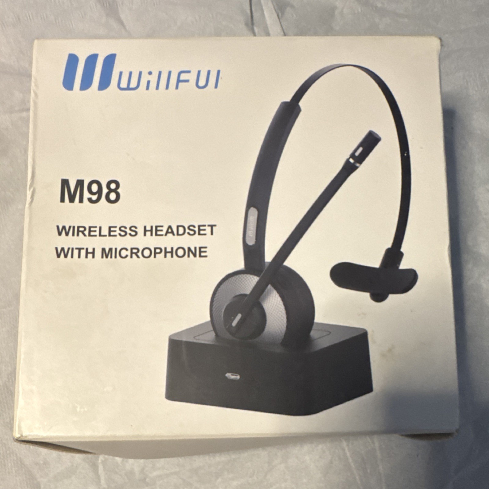 Willful M98 Bluetooth Wireless Headset, Boom Mic, Voice Prompt, Headband, Black