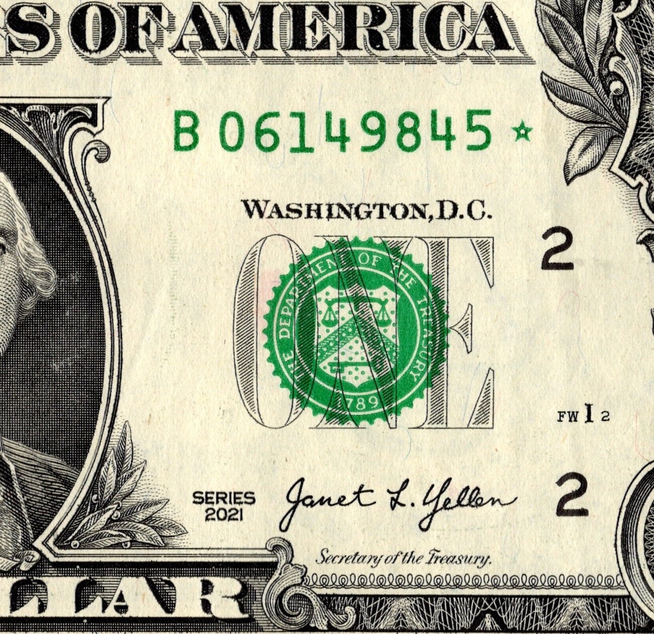 2021 B Star Note One Dollar Bill Regular Run Pack Note