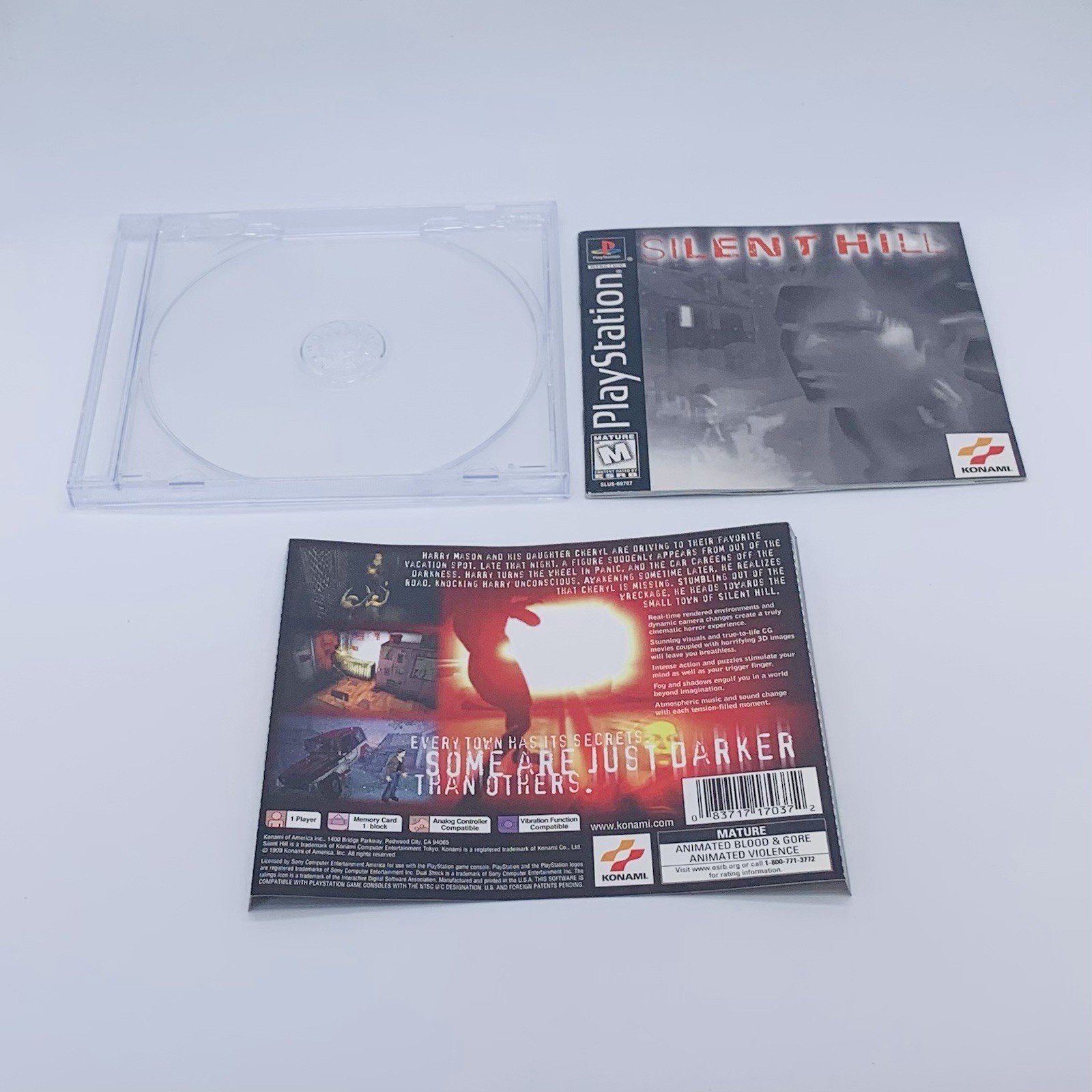 *NO GAME* Silent Hill BL PS1 Authentic Manual Reg Card Back Insert Only and Case