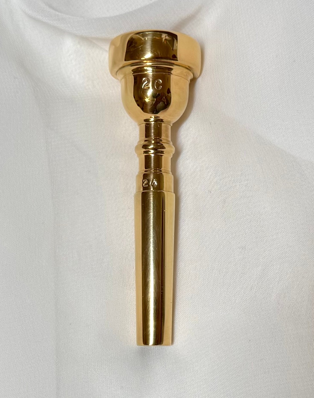 BACH 2C 70s CUSTOM Trumpet mthp 27 throat 24bb..RARE symphonic size GOLD PLATE