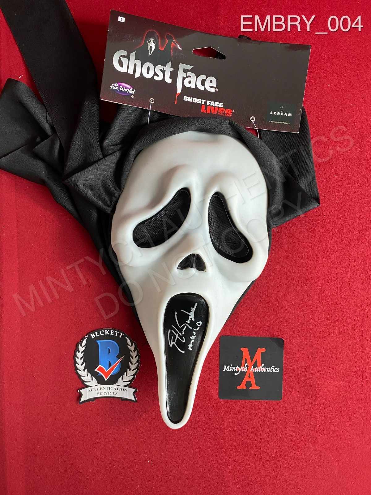 Ethan Embry autographed signed Ghost Face Fun World Mask Scream 7 Beckett Marco