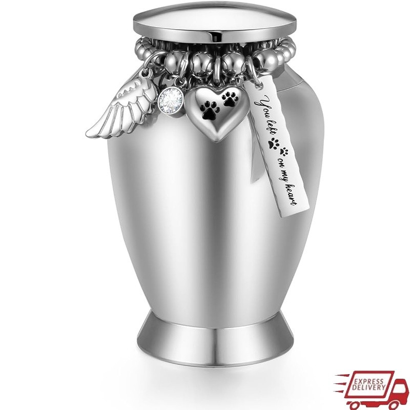 Dog Ashes Urn Stainless Steel Keepsake Handcrafted Pet Memorial Small Urn New