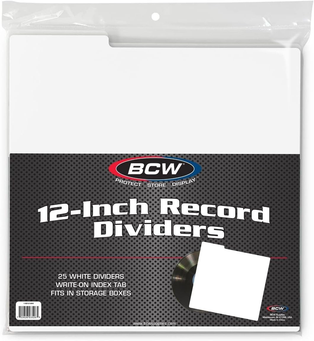 BCW 12-Inch Vinyl Record Dividers - 25 Pack | Archival Plastic for LP Storage - 