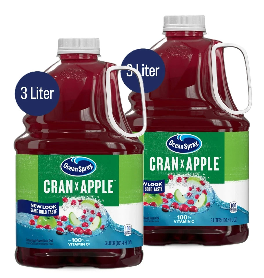 Ocean Spray Cran-Apple Cranberry Apple Juice Drink, 101.4 Fl Oz Bottle Pack of 2