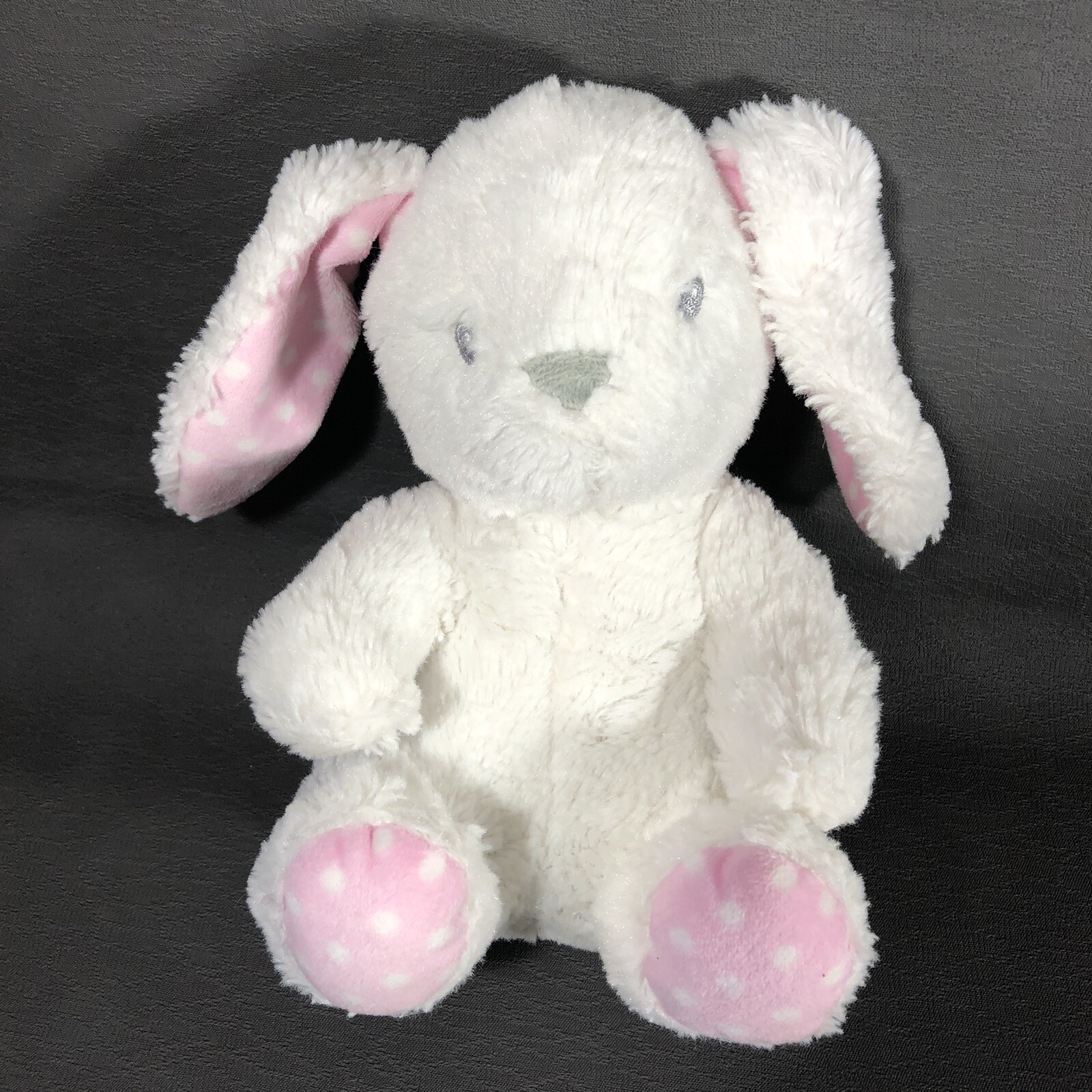 Lila & Jack Plush Easter Bunny Rabbit Stuffed Animal 9" Lovey White Hearts 2017