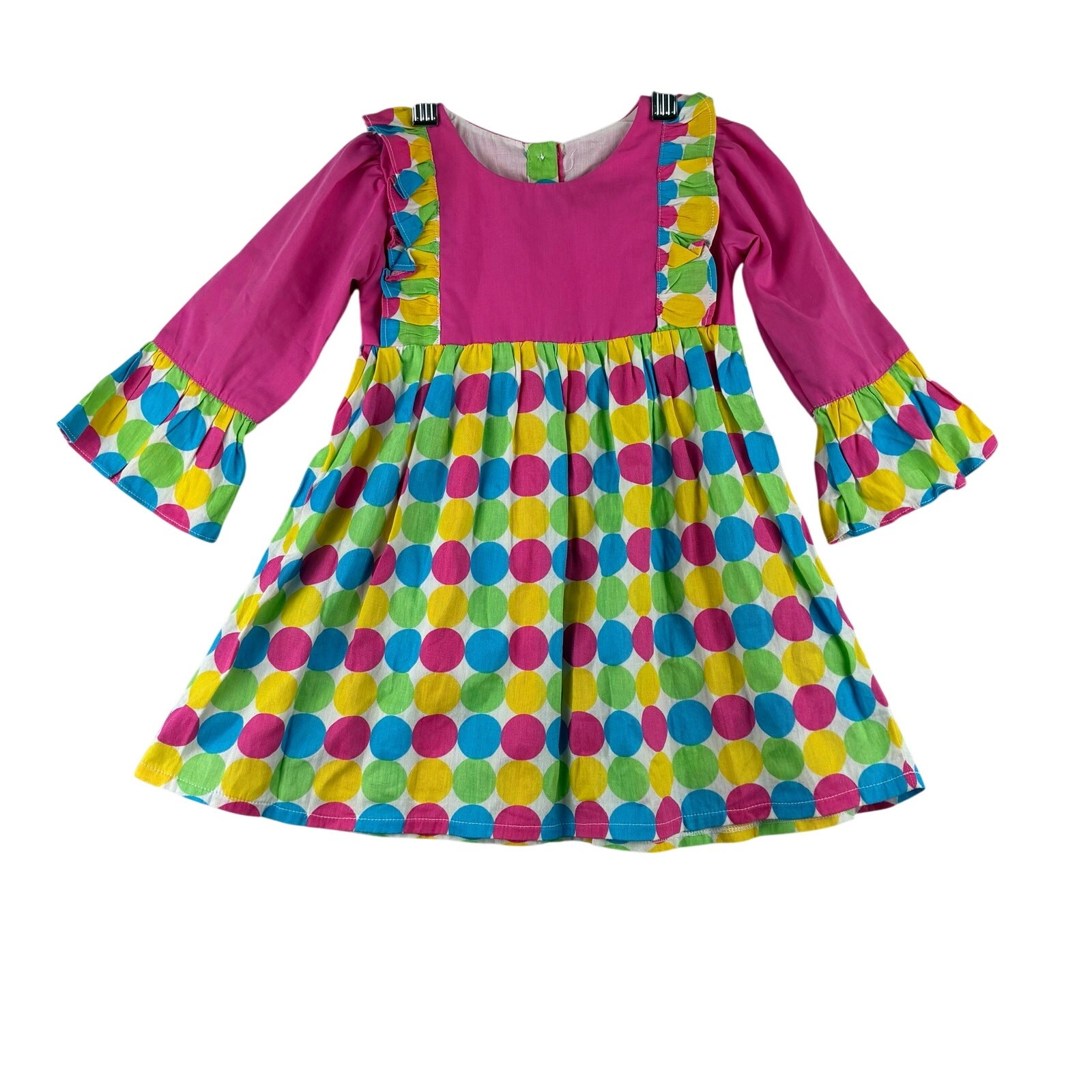 Babeeni Boutique Baby Girl Dress 18M 100% Cotton Polka Dot Multicolor Easter
