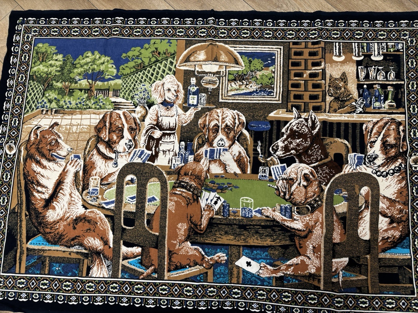 Vintage Dogs Playing Poker Cards Tapestry  56 X 39" MAN CAVE Tournament Decor