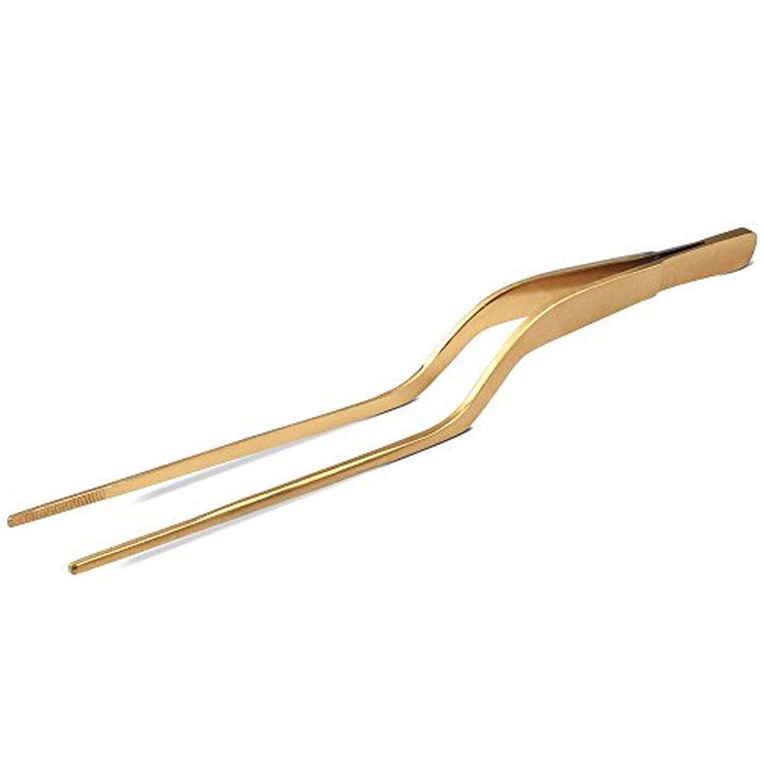Gold Offset Fine Tip Tweezer - 7.8-In